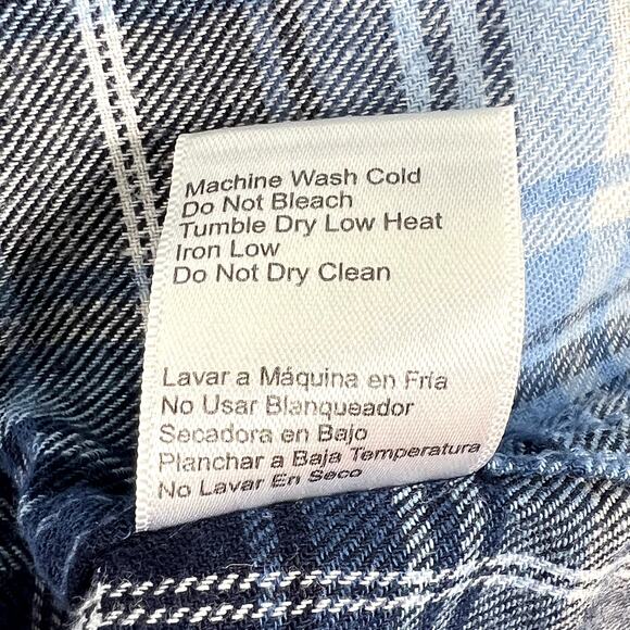 Jachs Girlfriend Long Sleeve Plaid Snap Flannel Shirt Blue Womens Medium Cotton - Picture 9 of 9